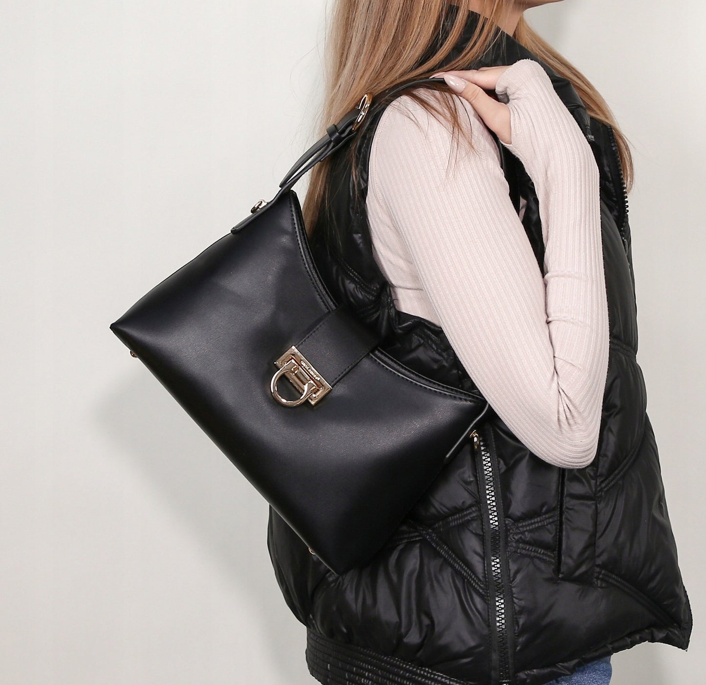 David Jones torebka damska na ramię skóra ekologiczna czarna