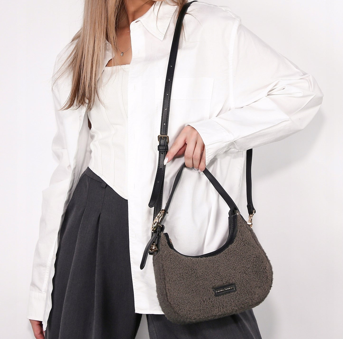 David Jones torebka damska na ramię mała sztuczne futro