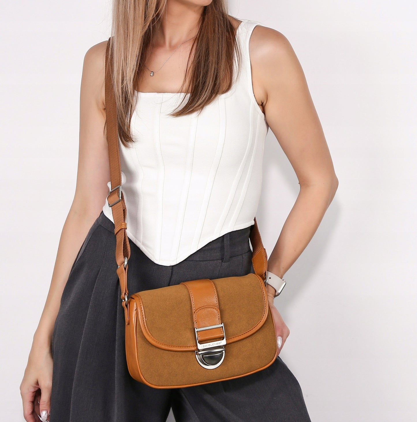 Torebka listonoszka damska David Jones skóra ekologiczna