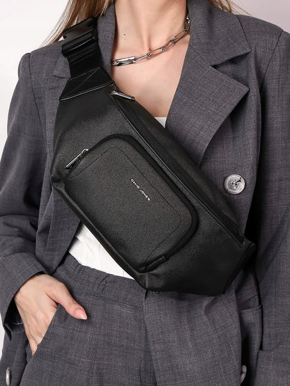 David Jones Damen-Bauchtasche, schwarzes Kunstleder 