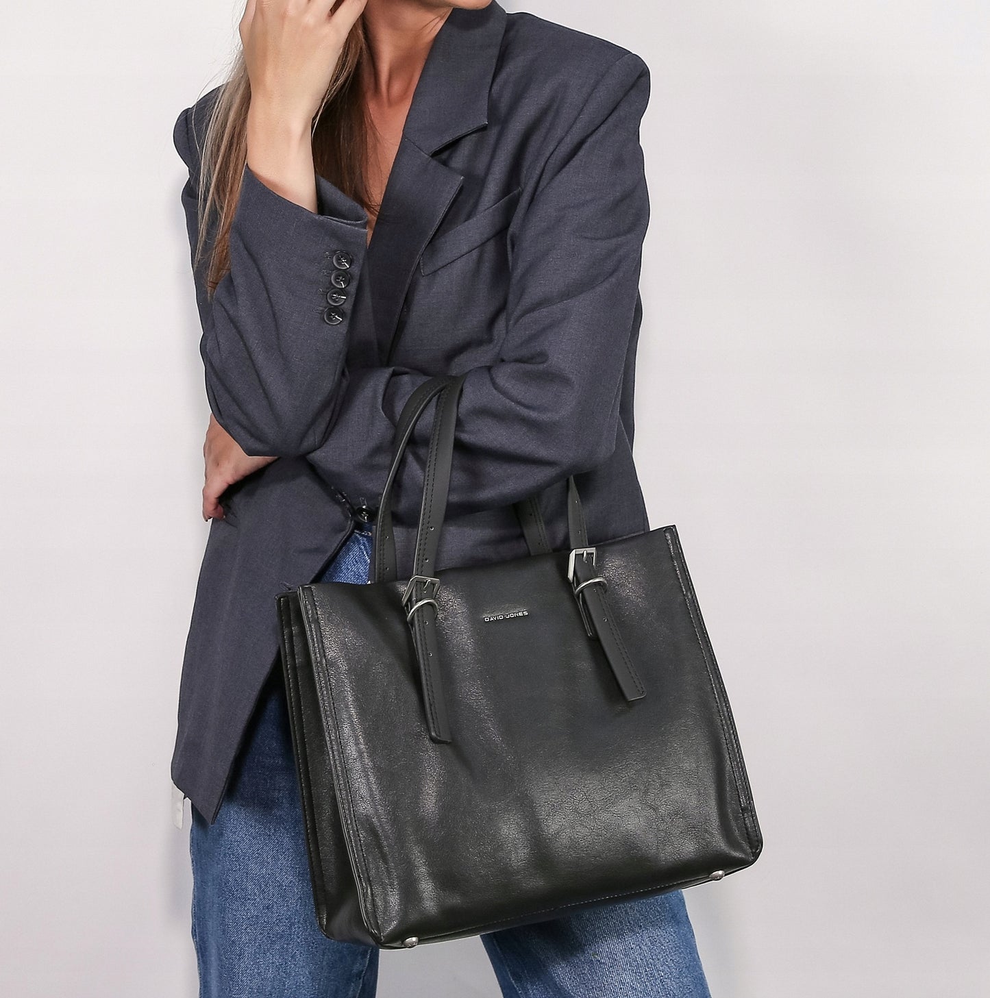 David Jones torebka damska klasyczna kuferek czarny