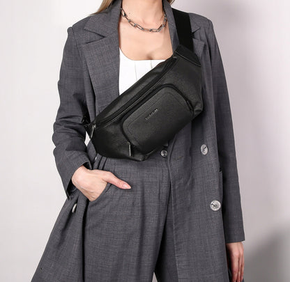 David Jones Damen-Bauchtasche, schwarzes Kunstleder 