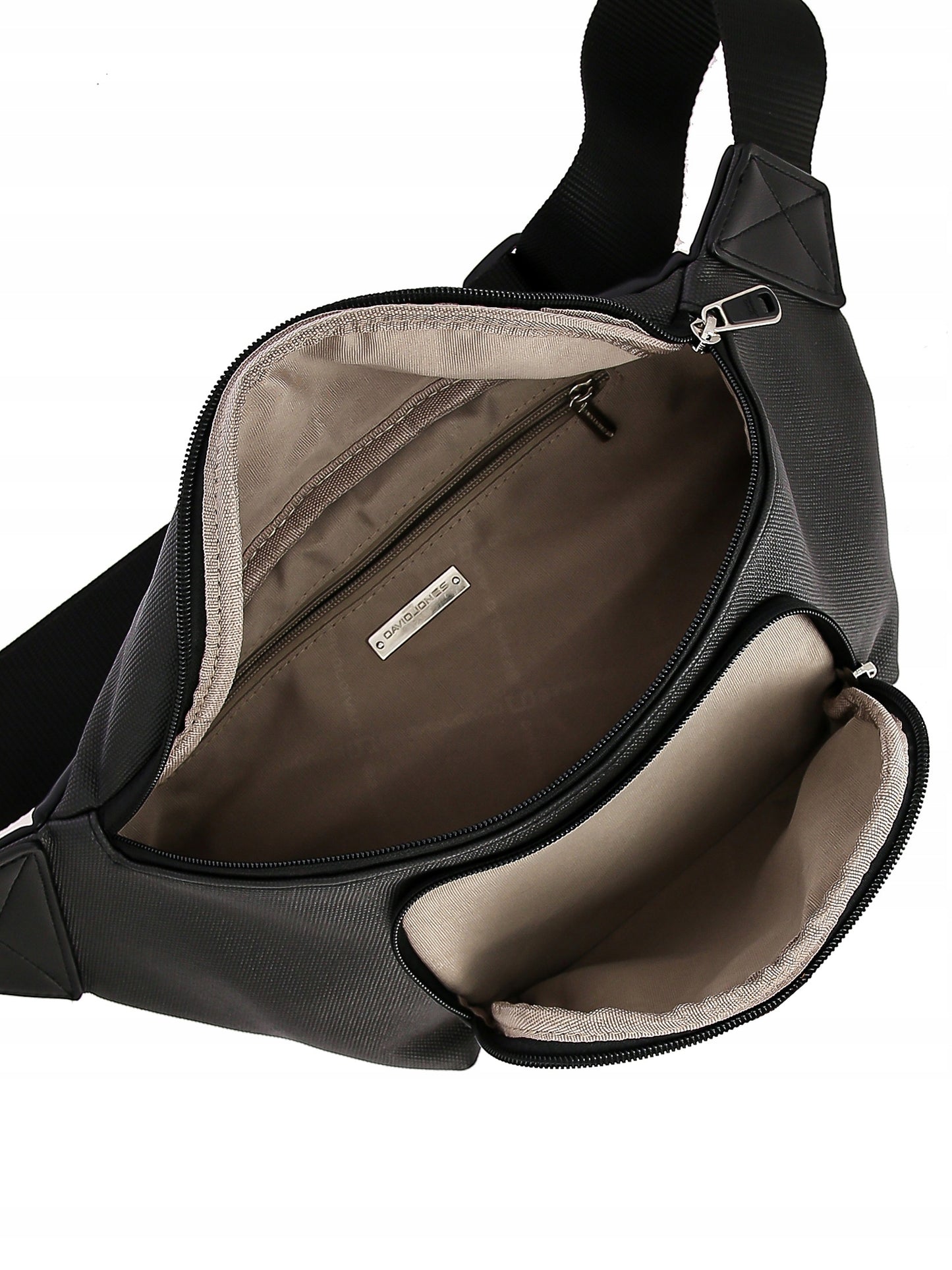 David Jones Damen-Bauchtasche, schwarzes Kunstleder 