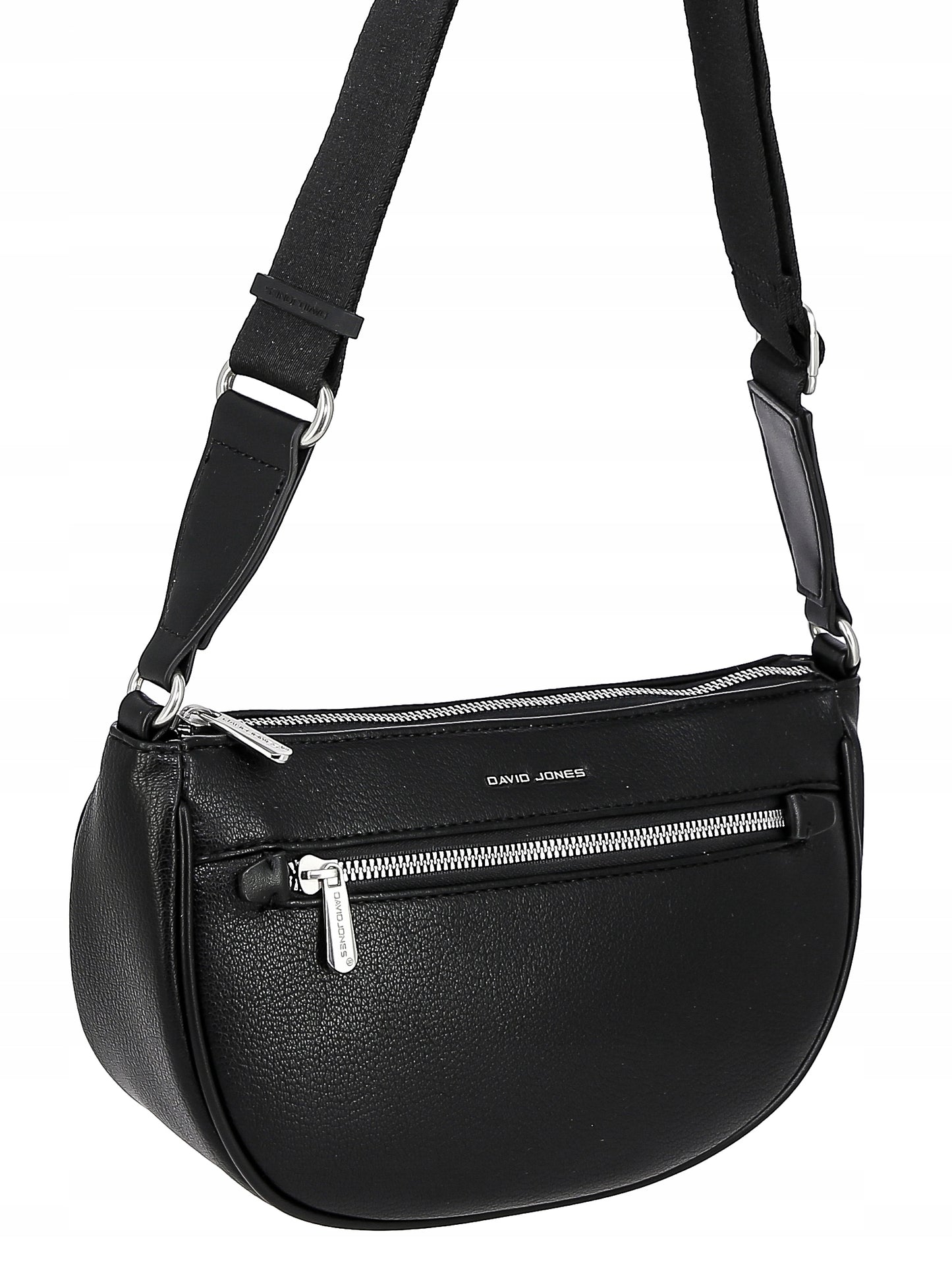 David Jones Damen-Umhängetasche, schwarzes Kunstleder 
